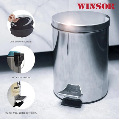 WINSOR WR80821 STAINLESS STEEL  STEP BIN - 8 LTR