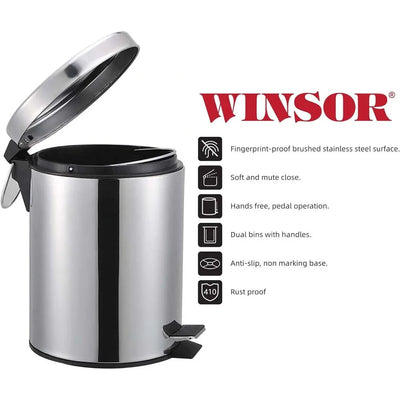 WINSOR WR80822 STAINLESS STEEL STEP BIN - 12 ltr. CAPACITY