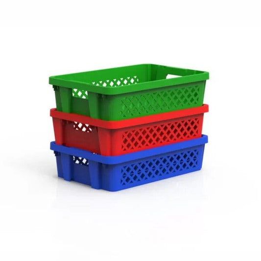 THS Plastic Nesting Crate L 600 x W 400 x H 150 mm, Green - HorecaStore