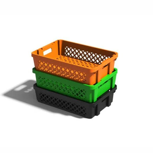 THS Plastic Nesting Crate L 600 x W 400 x H 150 mm, Yellow - HorecaStore