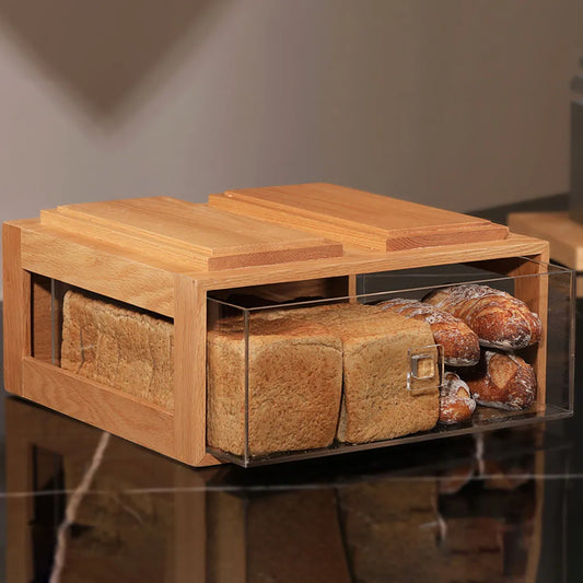 Acrylic Double Hallo Bread Box, L 30 x W 33 x H 15.4cm