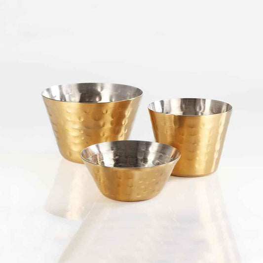 American Metalcraft HAMSCG Stainless Steel Round Hammered Finish Sauce Cup Gold, Ø 6 cm X H 5 cm   HorecaStore