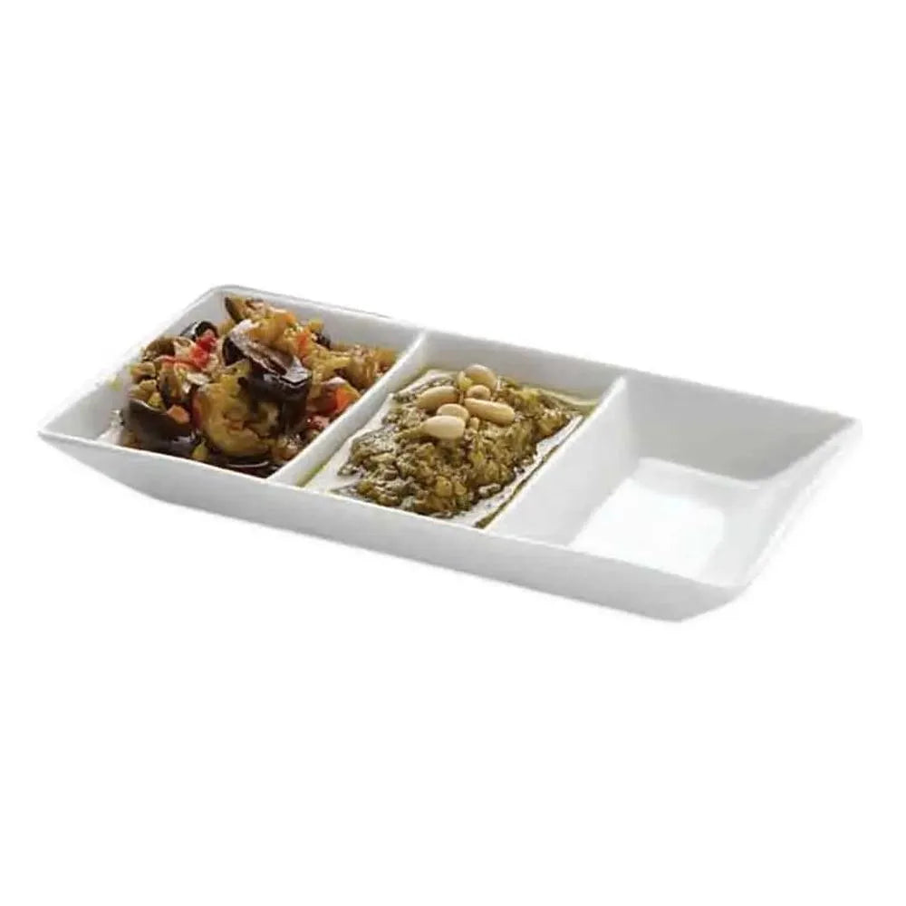 American Metalcraft PORSD3R Porcelain 3-Compartment Sauce Dish 1.5Oz, 5-3/4" L 8 cm X W 3 cm