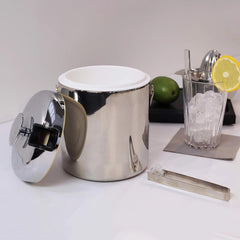 APS 36015 Stainless Steel Ice Bucket Ice with Tong, 15 x 15 x 22 cm