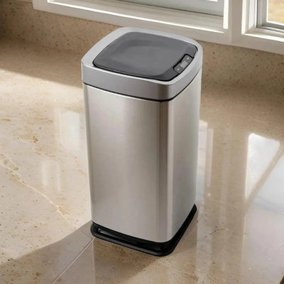 Aquaeco Brushed Stainless Steel Touchless Waste Bin With Sensor & Touch Button, Capacity 20 Liter