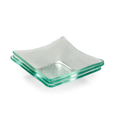 Arte Regal Glass Snack Bowl Square Set Clear, 4 Pieces, 10 cm