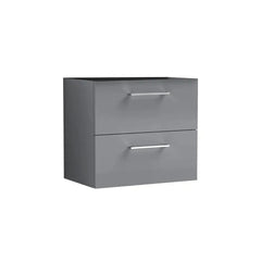 Bagnodesign Gloss Grey Zephyr Wall Mounted Double Drawer Vanity Unit, 60x38.3x53.9 cm