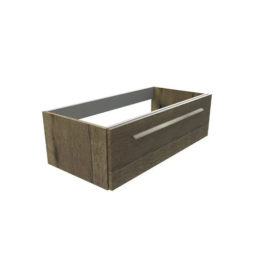 Bagnodesign M-Line Wall Mounted Vanity Basin Unit With Brushed Nickel Handle, Tobacco Oak, 100x48.5x30 cm