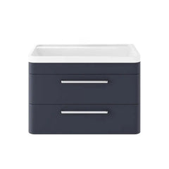 Bagnodesign Teatro Wall Mounted Double Drawer Vanity Unit With Wash Basin, Matt Blue, 80x45x53.9 cm