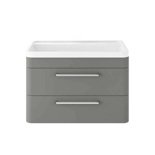 Bagnodesign Teatro Wall Mounted Double Drawer Vanity Unit With Wash Basin, Matt Grey, 80x45x53.9 cm