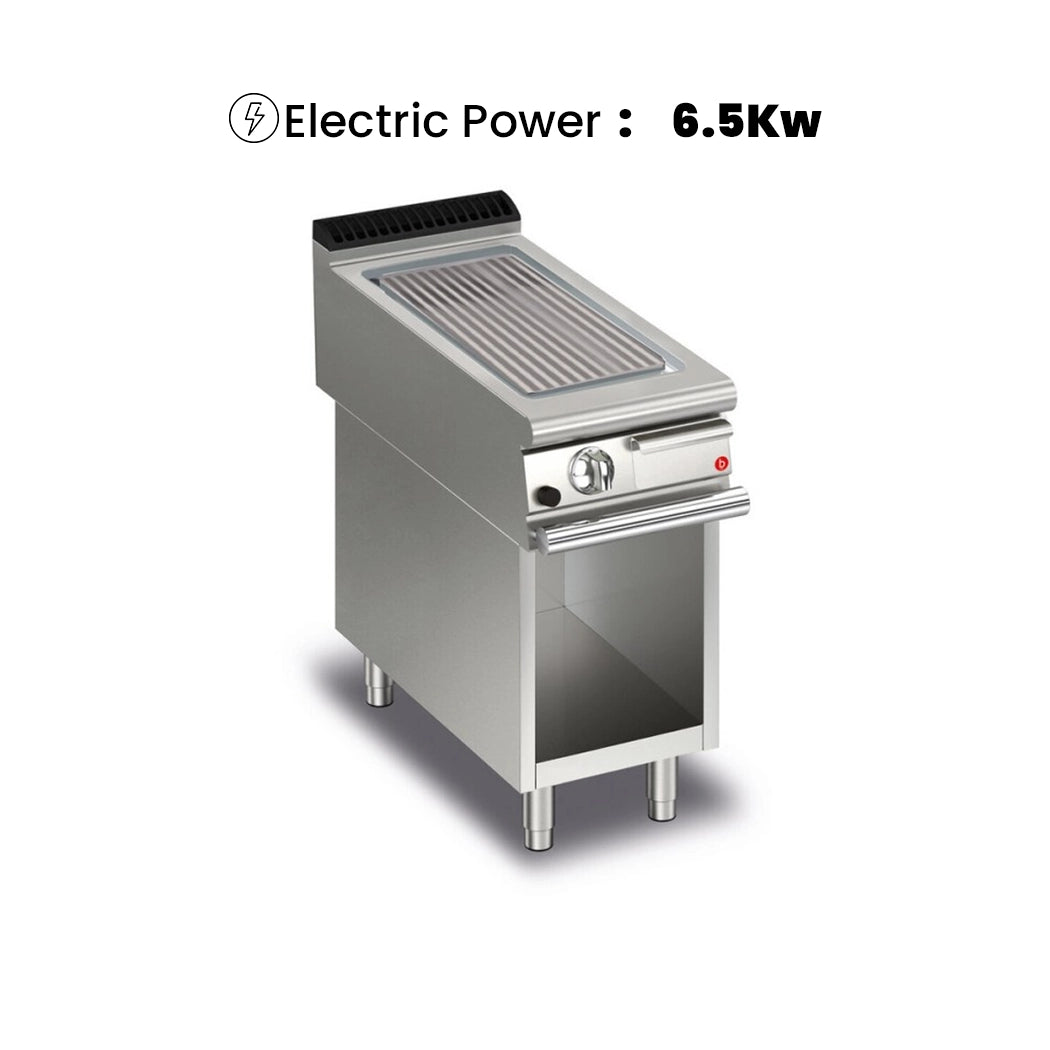 baron-q70ftv-g410-gas-griddle-ribbed-plate-on-open-cupboard-gas-power-6-5-kw-40-x-70-x-87-cm