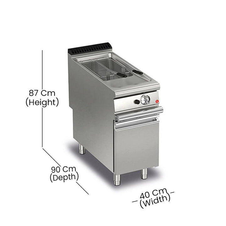 Baron Q90FRI/G415 Single Well Deep Gas Fryer With 1 Basket, 15 Liter Tank Capacity, Power 13 kW - HorecaStore