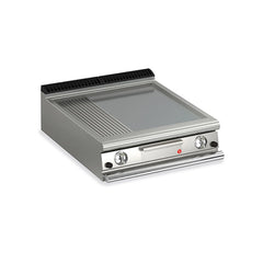 Baron Q90FT/G820 2 Burner Gas Fry Top with 2/3 Smooth 1/3 Ribbed Plate, 14 kW, 80 x 90 x 25 cm