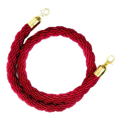 Beautiful And Elegant Stanchion Velvet Rope With Delicate Hook 100% Nylon, Red & Gold