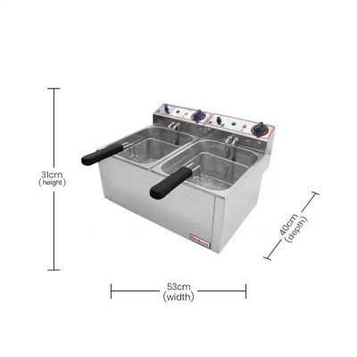 Beckers FR 6+6LT Electric Double Deep Fryer 6+6 L, Power 2 X 3 kW - HorecaStore