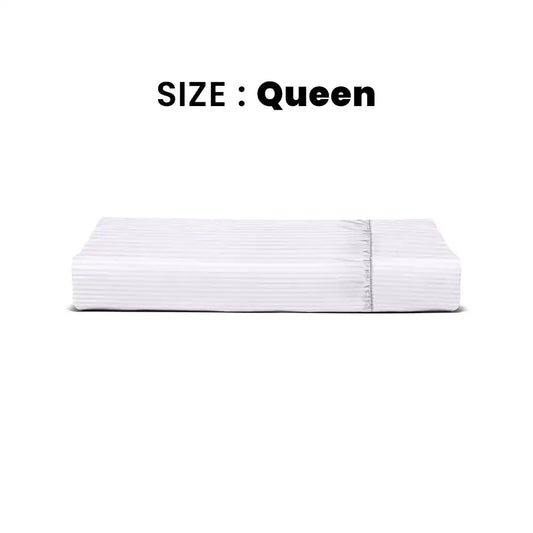 ths zen stripes fitted queen cotton sheet ivory