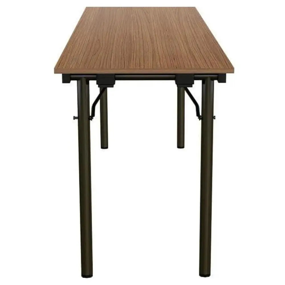 Beechwood Classroom Rectangle Table L 180 x W 45 x H 75 cm, MDF Laminated Table Tops With Black Metal Folding Legs