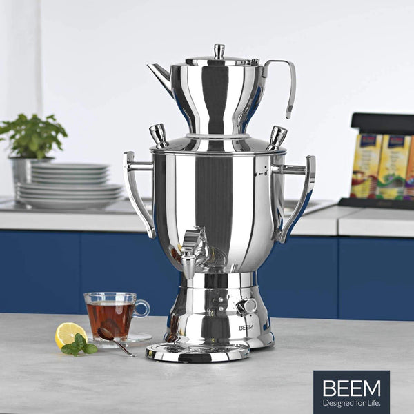 Beem Stainless Steel 6 Litres Samovar 3006 C, L 34.5 x W 38 x H 53.7 cm   HorecaStore