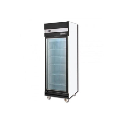 Berjaya 1D/DC-BH-1-G Electric Upright Single Glass Door Chiller Blower System 450 L, Power 473W, 63.5 X 71 X 206 cm - HorecaStore