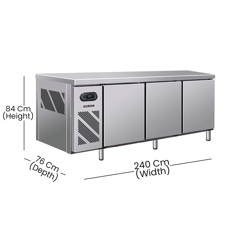 Berjaya BS2DC8/Z Electric 3 Door Under Counter Chiller With 6 Shelves 681L, Power 618-682W, 240 × 76 × 84 cm - HorecaStore