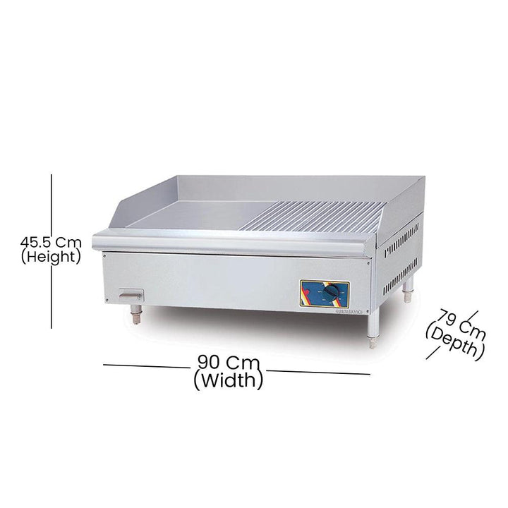 Berjaya EG5250HR-17 Electric 3500W Table Top Griddle Half Ribbed Station 3-Phase, 90 X 79 X 45.5 cm - HorecaStore