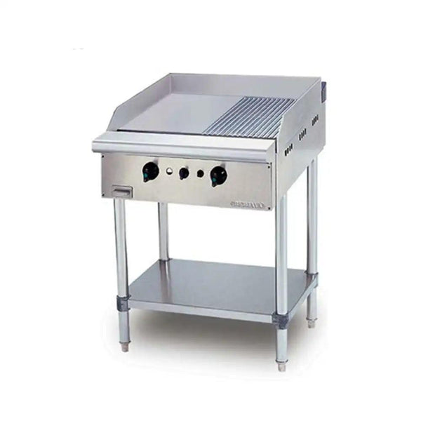 Berjaya GG2B12RFS-17 Gas Griddle Half Ribbed Freestanding With 2 Burner Cooking Surface, Power 15.236 kW - HorecaStore