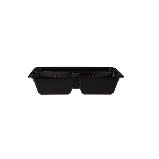 Hotpack Black Base Rectangular 3 Compartments Container Without Lid, 23.28 x 18.07 x 17.4 cm, 300 PCs