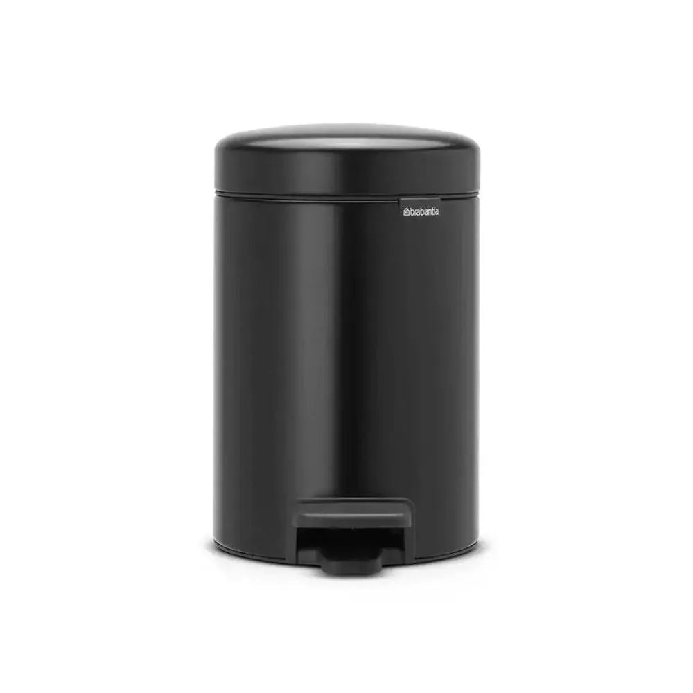 brabantia-newicon-matt-black-stainless-steel-pedal-bin-3l-with-plastic-bucket