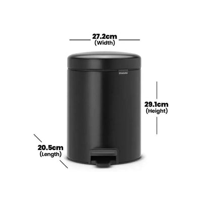 brabantia-newicon-matt-black-stainless-steel-pedal-bin-5l-with-plastic-bucket