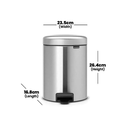 brabantia-newicon-smudge-proof-matt-steel-pedal-bin-3l-with-plastic-bucket