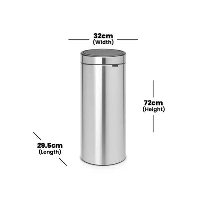 brabantia-smudge-proof-matt-steel-touch-bin-30l-with-plastic-bucket