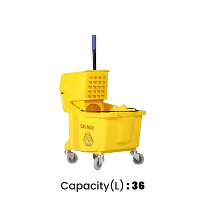 THS AF08070 Yellow Single Mop Bucket Trolley 36L