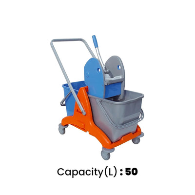 THS RSTRIS52 Orange Double Mop Bucket Trolley 50L