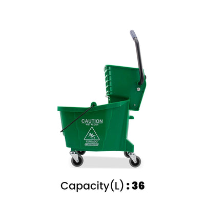 THS AF08070 Green Single Mop Bucket Trolley 36L