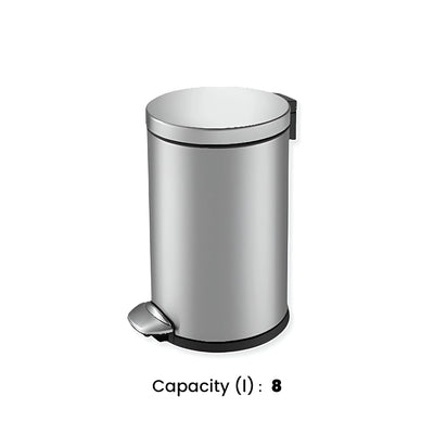 THS Stainless Steel Top in fingerprint-resistant with Pedal Bin, 8 Ltr