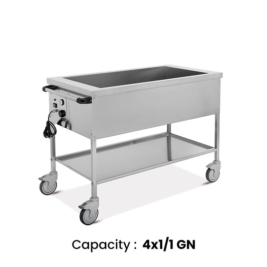 Empero Hot Mobile Bain Marie, 4 x 1/1 GN, 1.75 kW, 150.5 x 70.5 x 85 cm