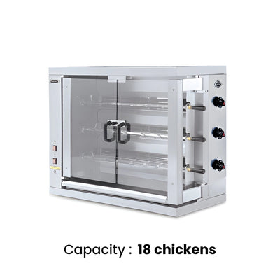 Empero Gas Chicken Rotisserie, Cpty 18 Chicken, 109.8 x 48.1 x 82 cm