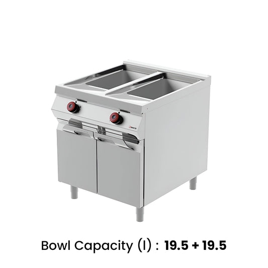 Desco 2 Bowls Gas Fryer on Cabinet, 19.5 + 19.5 L, 37 kW, 80 x 90 x 90 cm