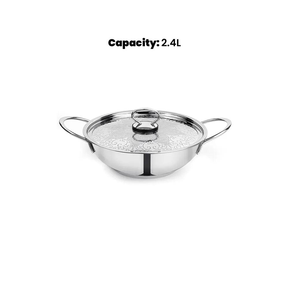 Pradeep Kadai With Stainless Steel Design Lid, 2.4 Liter - HorecaStore