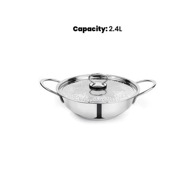 Pradeep Kadai With Stainless Steel Design Lid, 2.4 Liter - HorecaStore