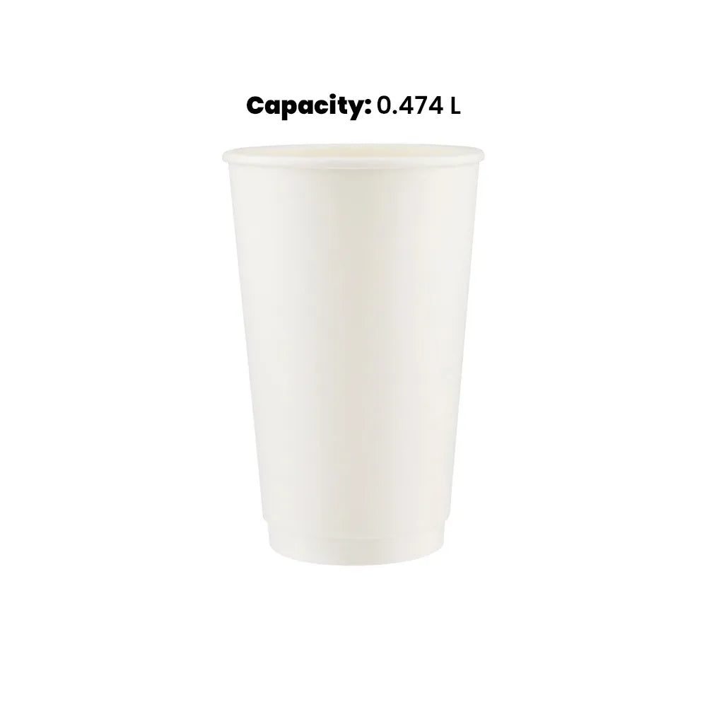 hotpack white double wall paper cup 474 ml 500 pcs