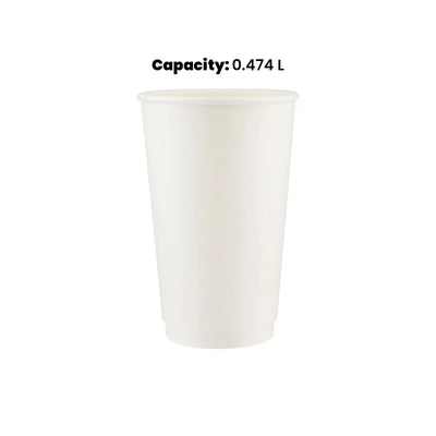 hotpack white double wall paper cup 474 ml 500 pcs