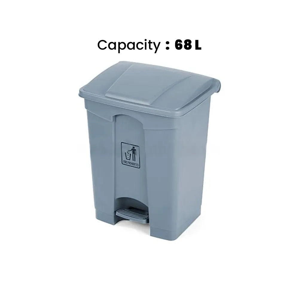 THS AF07320 Grey Garbage Pedal Bin 68L