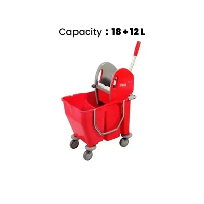 THS RSMV30 Red Double Mop Bucket Trolley 18L + 12L