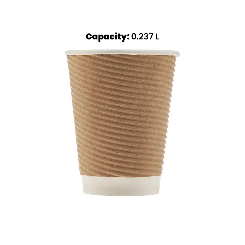 hotpack kraft round ripple paper cup 237 ml 500 pcs