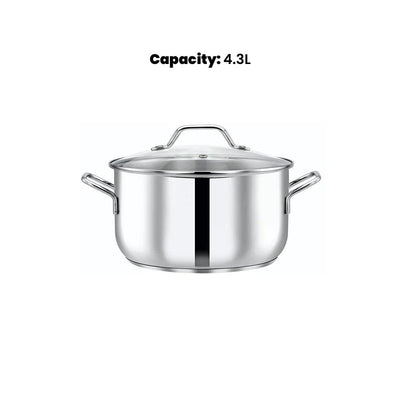 Pradeep Cookpot With Glass Lid, 4.3 Liter - HorecaStore