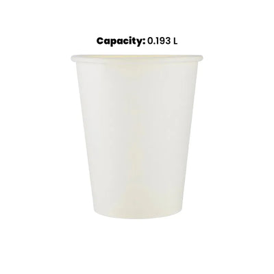 hotpack singie wall white paper cup 193 ml 1000 pcs