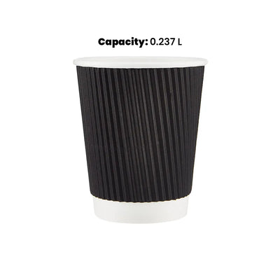 hotpack black ripple paper cup 237 ml 500 pcs