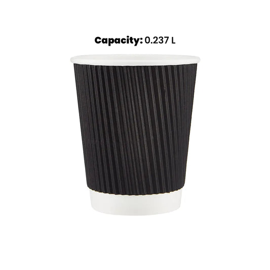 hotpack black ripple paper cup 237 ml 500 pcs