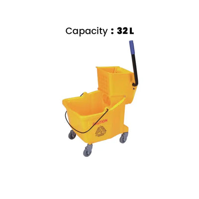 THS AF08080 Yellow Single Mop Bucket Trolley 32L